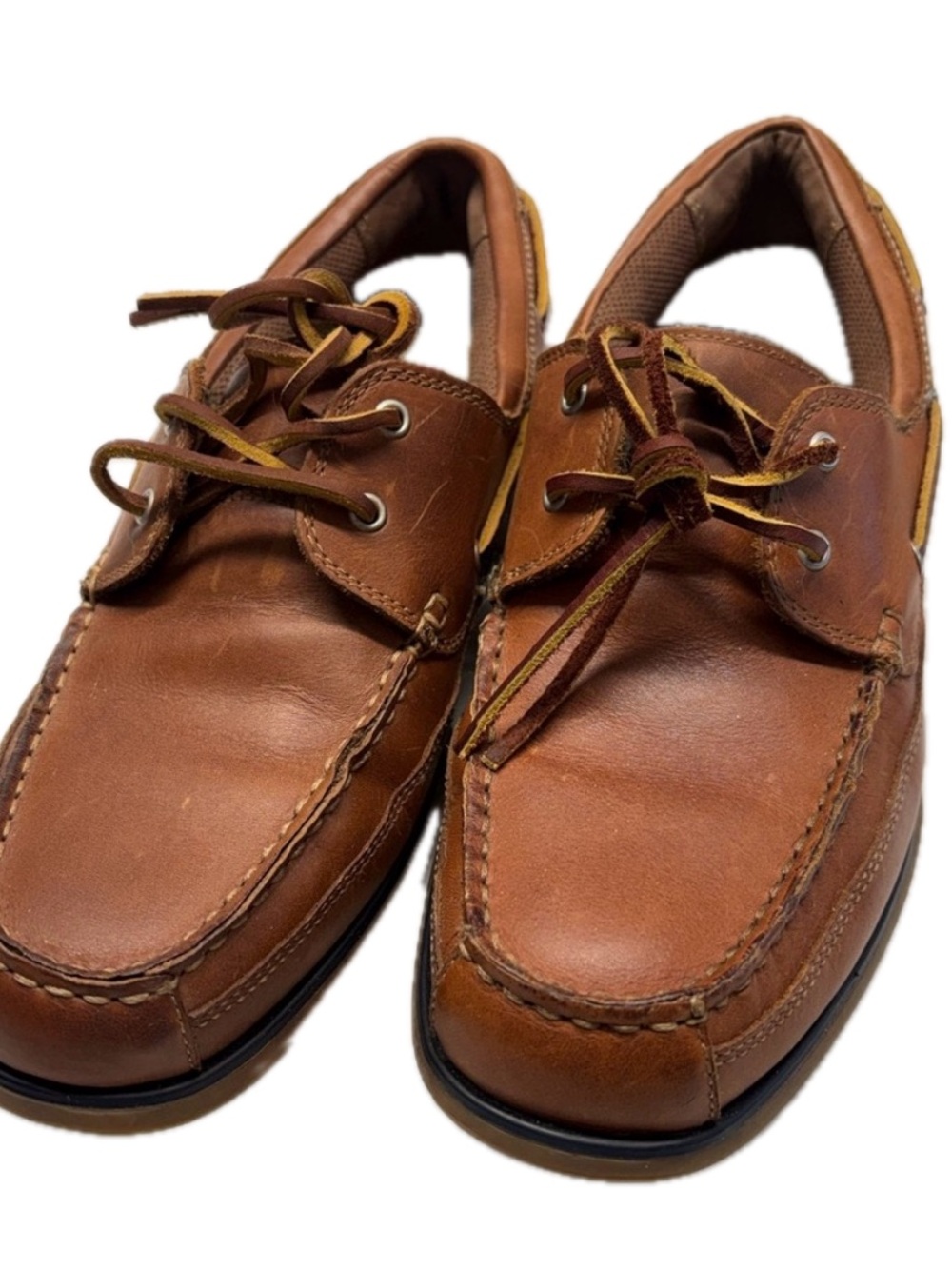 WorldWideSportsman-Men's Brown Leather Boat Shoes - Classic Deck Moccasin S10M